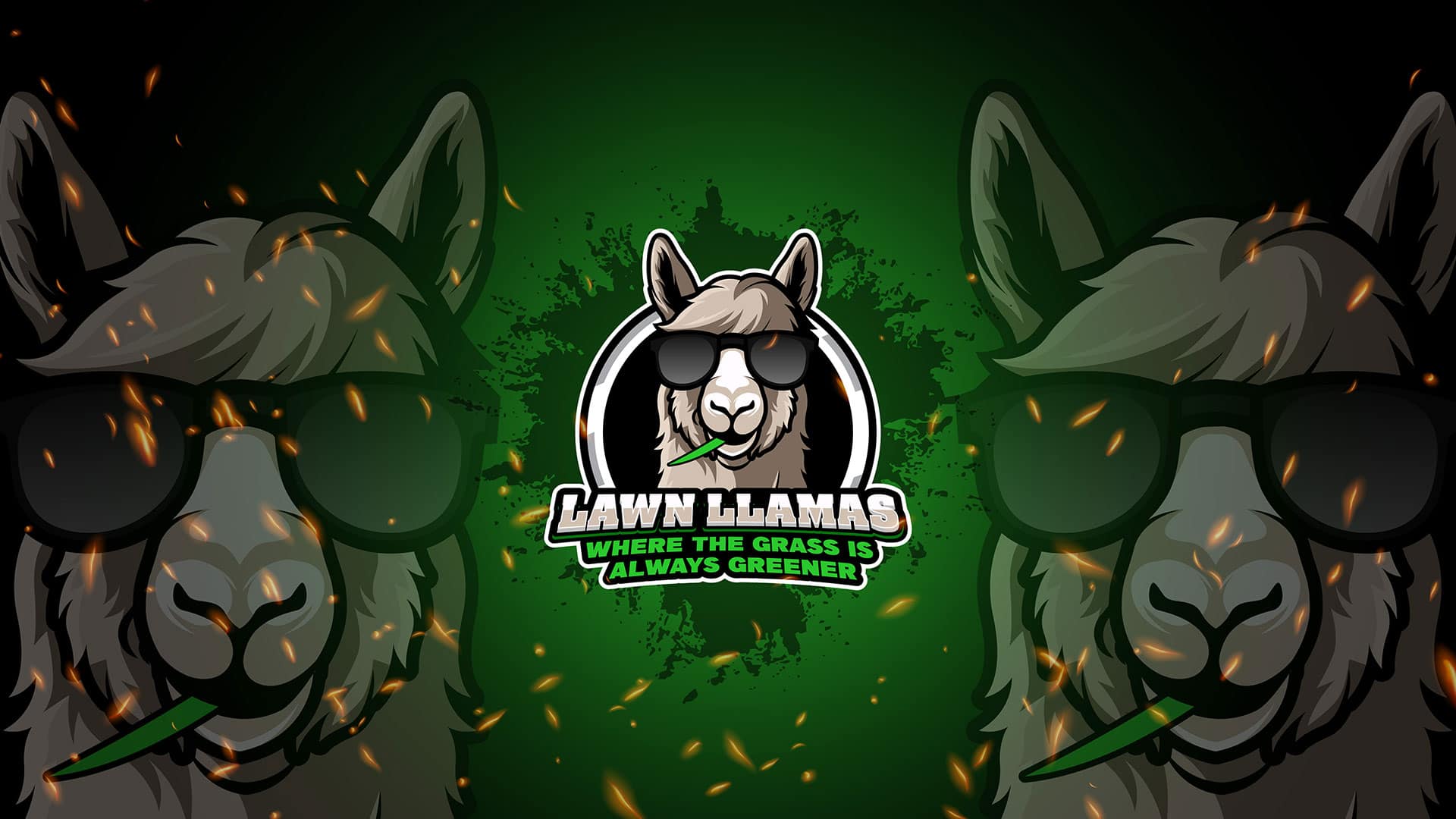 Lawn Llamas Lawn Care Logo Background